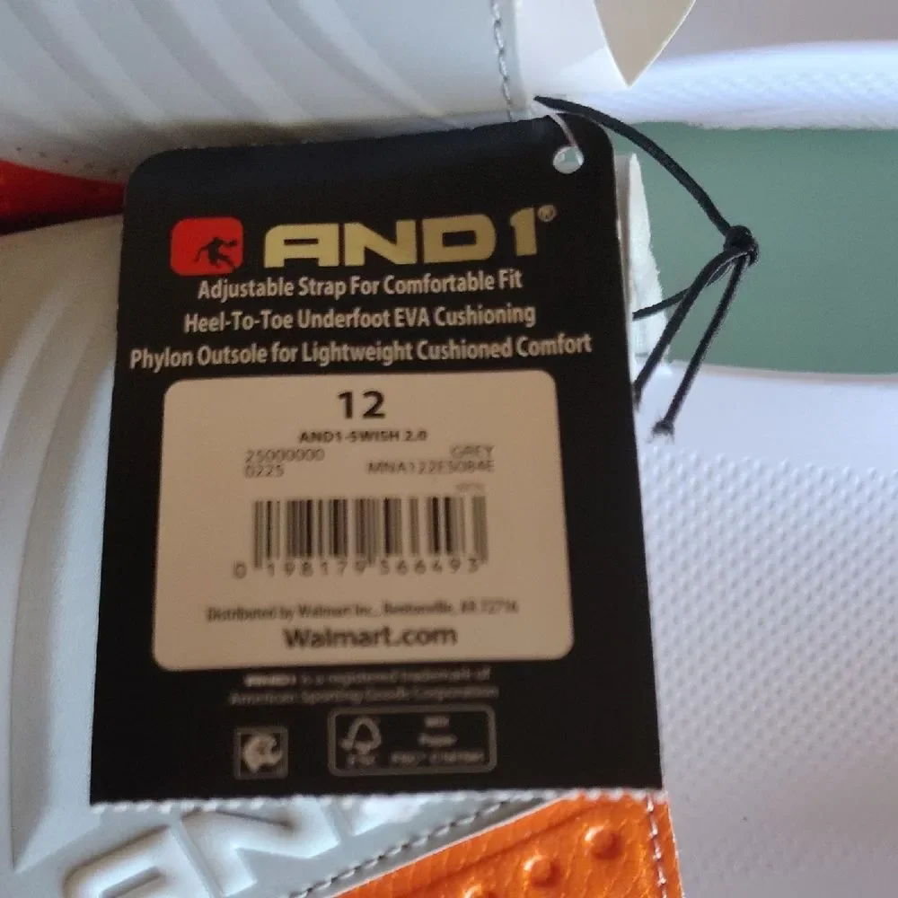AND1 White and Orange Slide Sandals